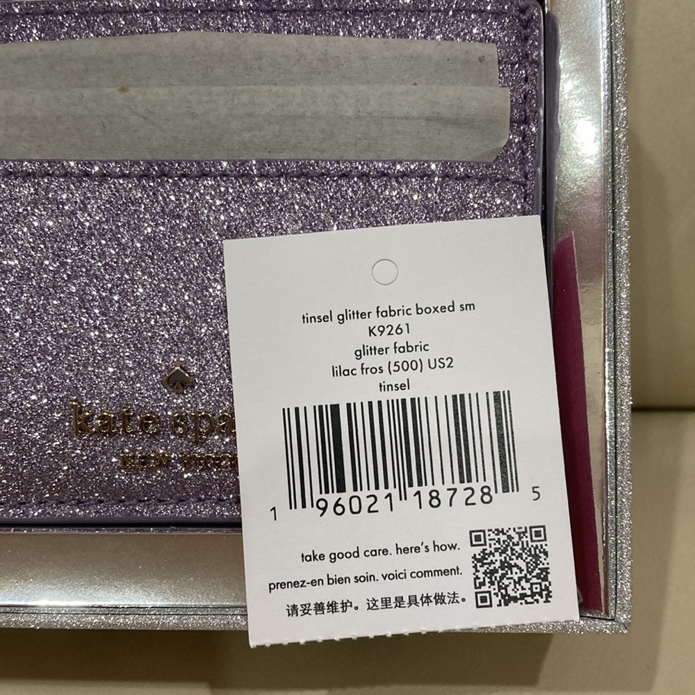NWT Kate Spade Lilac Frost Sparkle Glitter Tinsel Boxed Small Card Holder Wallet - Picture 13 of 16